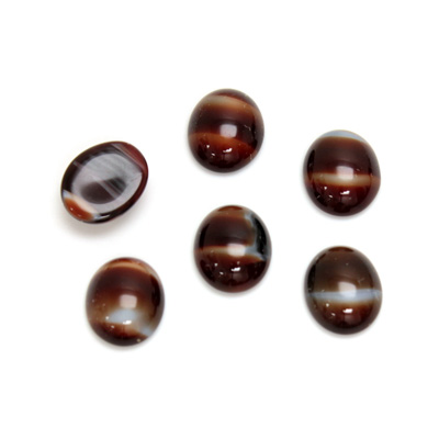 Glass Medium Dome Cabochon - Oval 10x8MM TIGEREYE RED