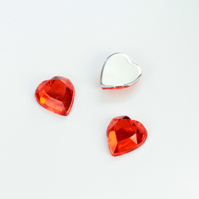 Plastic Flat Back Foiled Rose Cut Rhinestone - Heart 11x10MM HYACINTH