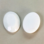 Plastic Flat Back Rose Cut Rhinestone - Oval 25x18MM CHALKWHITE