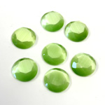 Fiber-Optic Flat Back Stone with Faceted Top and Table - Round 09MM CAT'S EYE LT GREEN