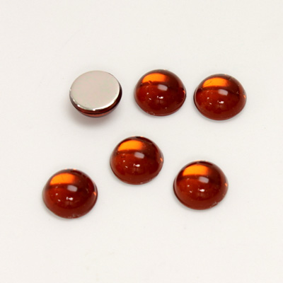 Plastic Flat Back Foiled Cabochon - Round 08MM SMOKE TOPAZ