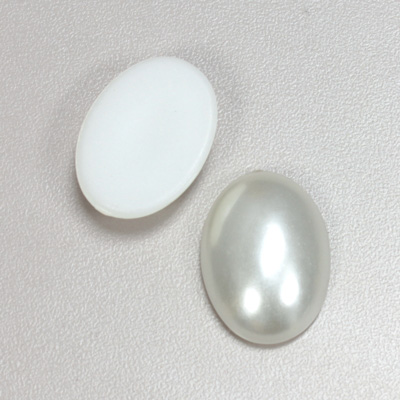 Plastic Medium Dome Pearl Cabochon - Oval 25x18MM WHITE