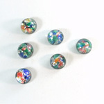 Glass Medium Dome Lampwork Cabochon - Round 07MM BLACK MULTI OPAL (04460)