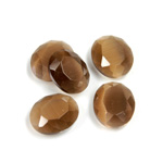Fiber-Optic Flat Back Stone with Faceted Top and Table - Oval 12x10MM CAT'S EYE BROWN