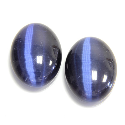 Fiber-Optic Cabochon - Oval 25x18MM CAT'S EYE BLUE