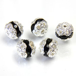 Filigree Rhinestone Ball with Center Line Crystals - 08MM JET-SILVER