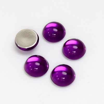 Plastic Flat Back Foiled Cabochon - Round 10MM AMETHYST