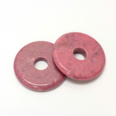 Gemstone Bead - Donut Round Smooth 40MM RHODONITE