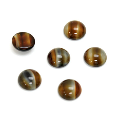 Glass Medium Dome Cabochon - Round 09MM TIGEREYE