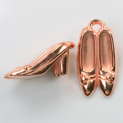 Metalized Plastic Pendant- Shoes 24x13MM COPPER