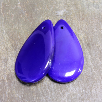 Czech Pressed Glass Pendant - Smooth Pear 30x18MM DARK BLUE