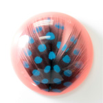 Plastic Flat Back Cabochon - Inlay Peacock Feather Round 45MM PINK