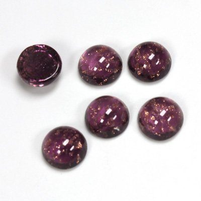 Glass Medium Dome Lampwork Cabochon - Round 09MM GOLD FLECK AMETHYST (05055)