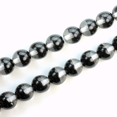 Czech Pressed Glass Bead - Smooth Round 08MM CRYSTAL-BLACK