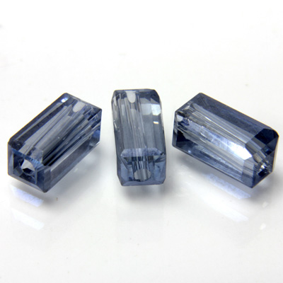 Chinese Cut Crystal Bead - Rectangle 08x4x4MM BLUE LUMI COAT on Crystal