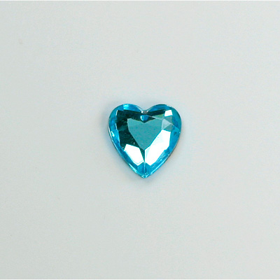 Glass Flat Back Rose Cut Fancy Foiled Stone  - Heart 09x8MM AQUA