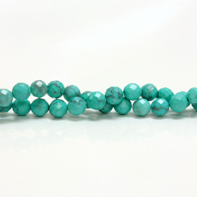 Gemstone Bead - Faceted Round 06MM HOWLITE DYED CHINESE TURQ