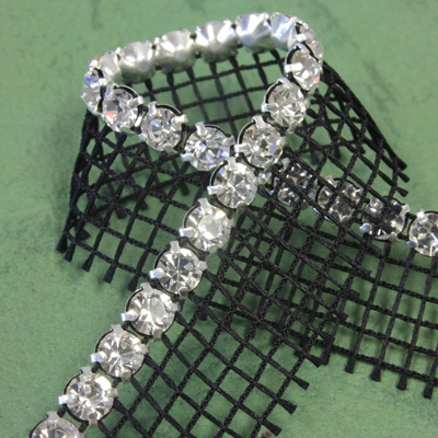 Rhinestone Banding with MC Chaton 1 Row with Net One Edge - Round 19SS CRYSTAL-BLACK-SILVER