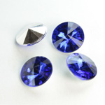 Plastic Point Back Foiled Rivoli 12MM SAPPHIRE