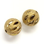 Brass Bead - Lead Safe Engraved & Pierced - Round 12MM RAW Unplated