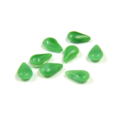 Glass Point Back Buff Top Stone Opaque Doublet - Pear 08x4MM.8 GREEN MOONSTONE