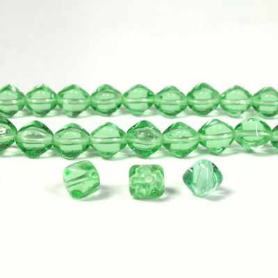 Czech Pressed Glass Bead - Smooth Bicone 06MM PERIDOT