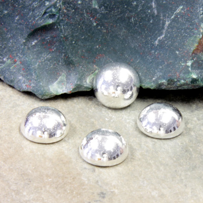 Plastic Flat Back Metalized Cabochon - Round 10MM SILVER