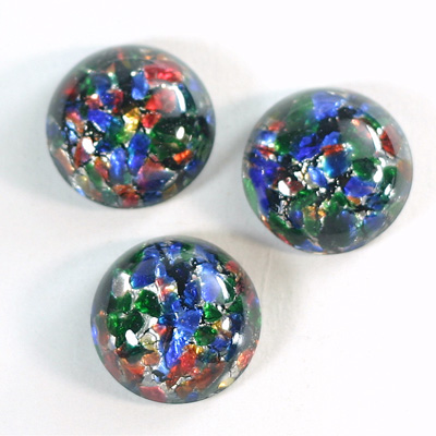 Glass Medium Dome Lampwork Cabochon - Round 18MM BLACK MULTI OPAL (04460)