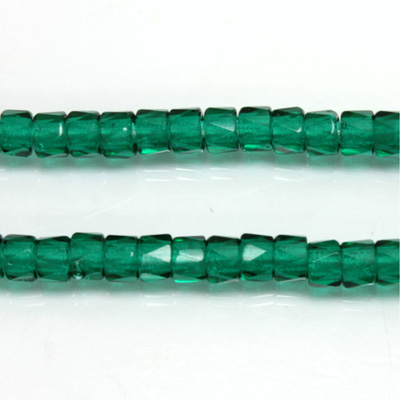 Czech Glass Fire Polished Bead - Round Pony 06x4MM EMERALD