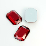 Plastic Flat Back Foiled Rose Cut Rhinestone - Cushion Octagon 18x13MM RUBY