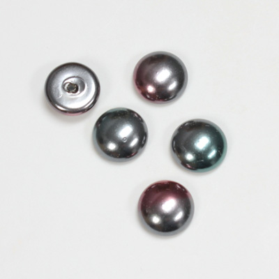 Glass Medium Dome Pearl Dipped Cabochon - Round 11MM BLACK TAHITI