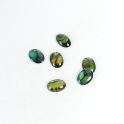 Shell Flat Back Epoxy Coated Buff Top Stone - Oval 08x6MM PAUA BLUE