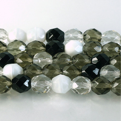 Czech Glass Fire Polish Bead - Round 08MM SALT PEPPER MIX