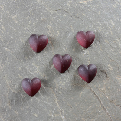 Glass Cabochon - Heart 08MM MATTE GARNET Foiled
