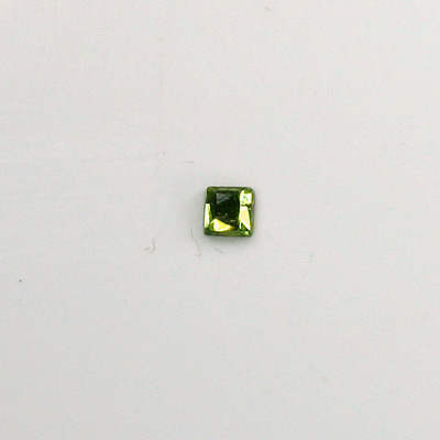 Czech Glass Flat Back Rose Cut Stone - Square 04x4MM OLIVINE Foiled