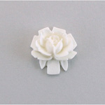 Plastic Carved No-Hole Flower - Rose 18MM WHITE