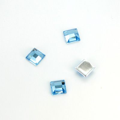 Plastic Flat Back Foiled Rose Cut Rhinestone - Square 06x6MM LT SAPPHIRE