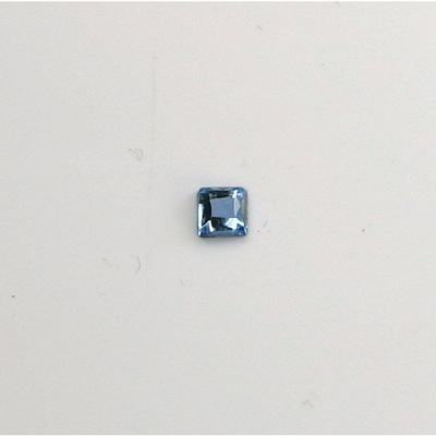 Czech Glass Flat Back Rose Cut Stone - Square 04x4MM LT SAPPHIRE Foiled