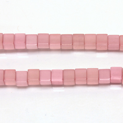 Fiber Optic Synthetic Cat's Eye Bead - Smooth Cube 04x4MM CAT'S EYE LT PINK