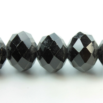 Chinese Cut Crystal Bead - Rondelle 10x14MM JET