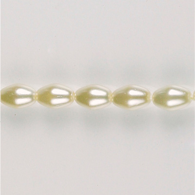 Czech Glass Pearl Bead - Oval 08x5MM CREME 75440