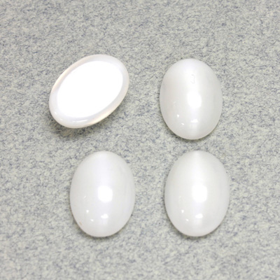 Glass Medium Dome Cabochon - Oval 14x10MM MOONSTONE WHITE