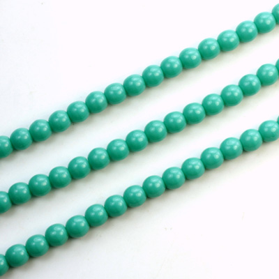 Czech Pressed Glass Bead - Smooth Round 04MM TURQUOISE