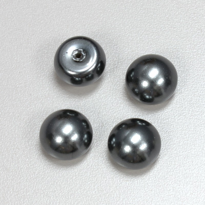 Glass High Dome Cabochon Pearl Dipped - Round 14MM DARK GREY