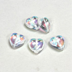 Czech Pressed Glass Bead - Smooth Heart 12x11MM CRYSTAL AB
