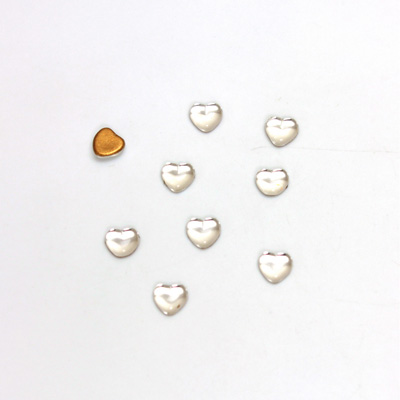 Glass Medium Dome Foiled Cabochon - Heart 04x4MM CRYSTAL