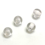 Plastic Bead - Color Lined Smooth Large Hole - Round 10MM CRYSTAL WHITE