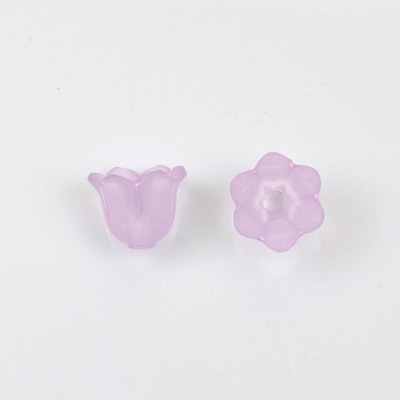 German Plastic Flower with Hole - Bell Shape 14x12MM MATTE LT AMETHYST