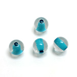 Plastic Bead - Color Lined Smooth Large Hole - Round 10MM CRYSTAL LIGHT TURQUOISE