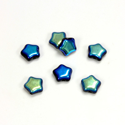 Czech Pressed Glass Bead - Star 08MM JET AB